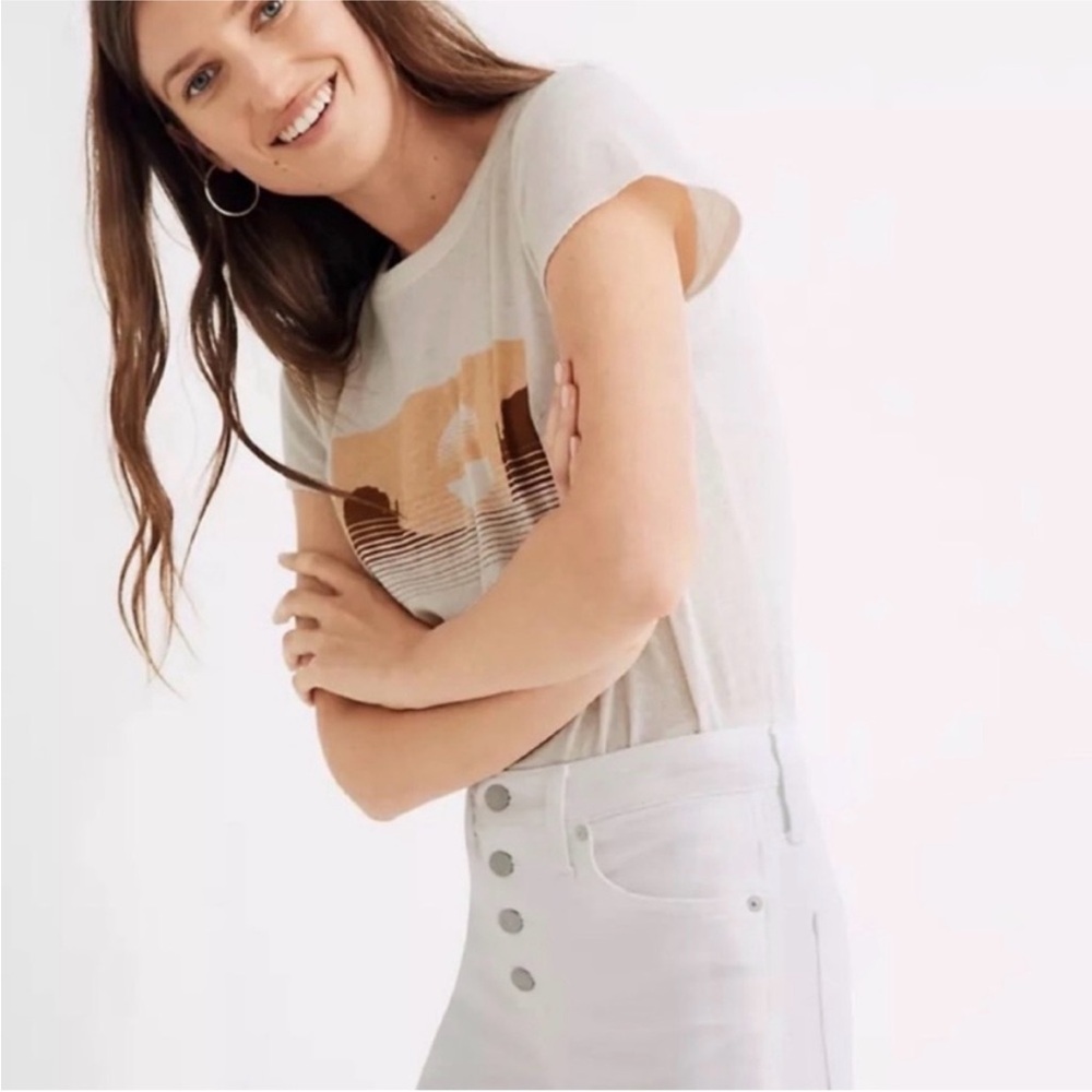 Madewell 10" High-Rise Skinny Button-Front w/ Magic Pockets Crop White Jeans XS